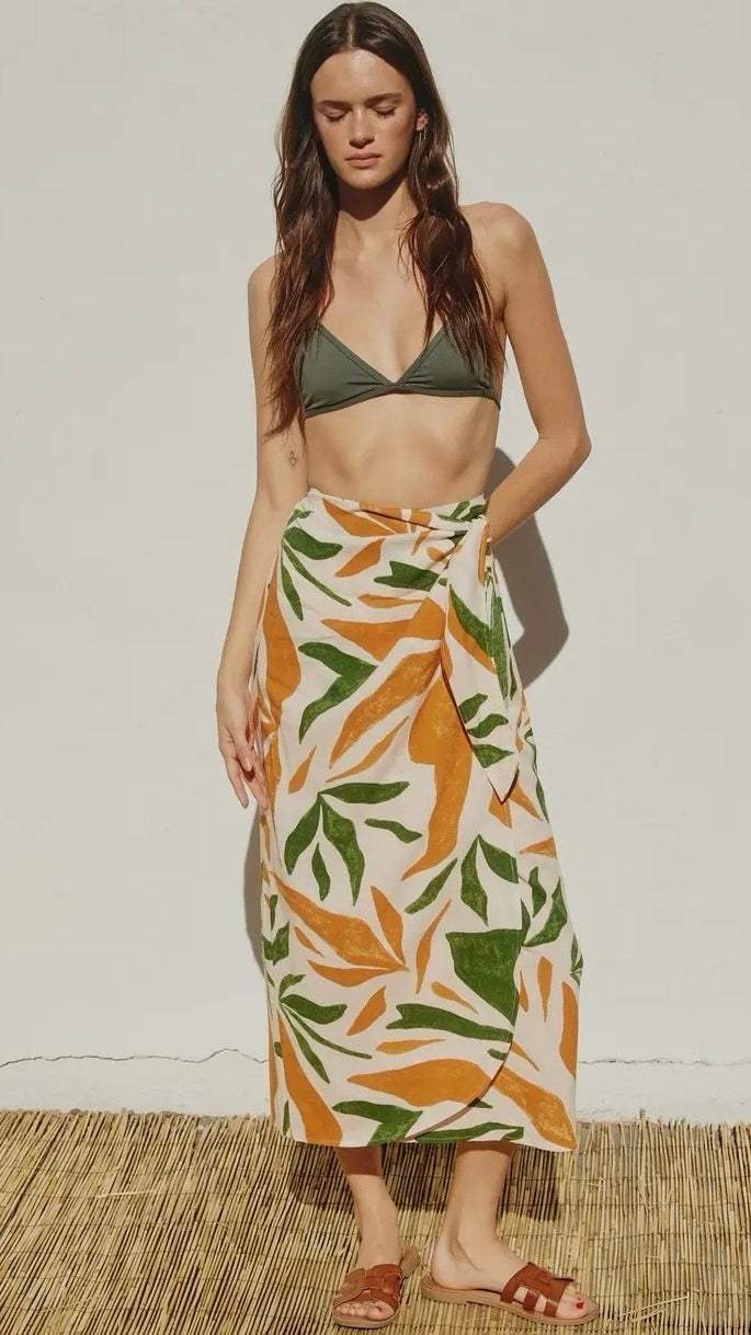 Malibu Tropical Midi Sarong Wrap Skirt