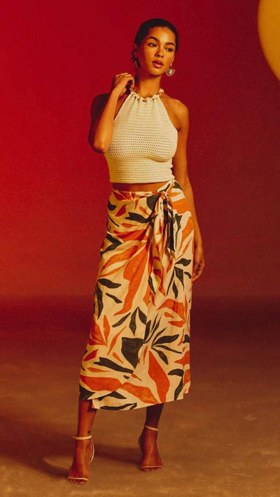 Malibu Tropical Midi Sarong Wrap Skirt