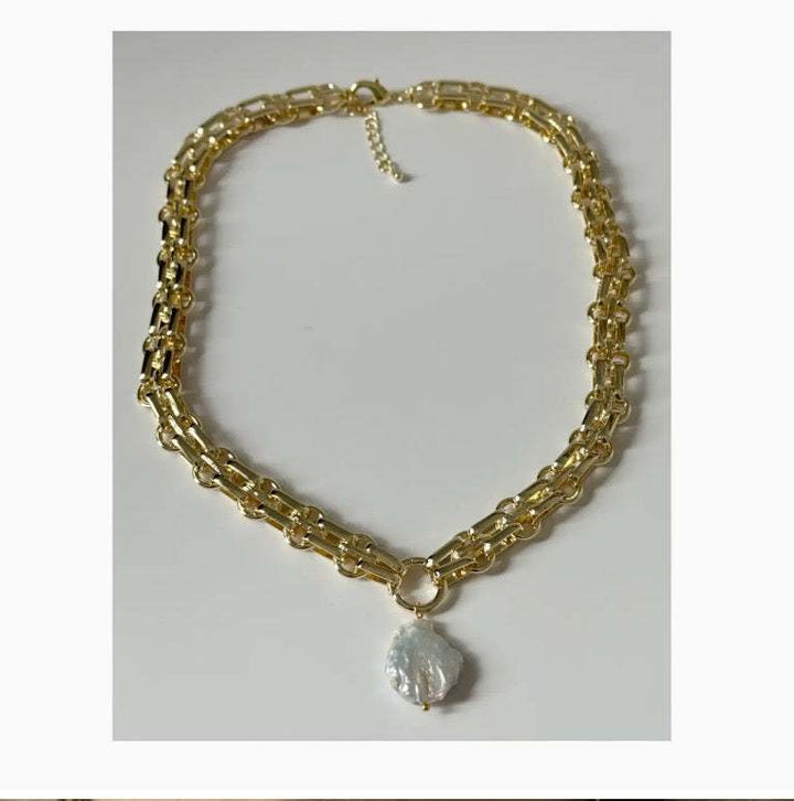 Ovo Pearl Chain Link Necklace 