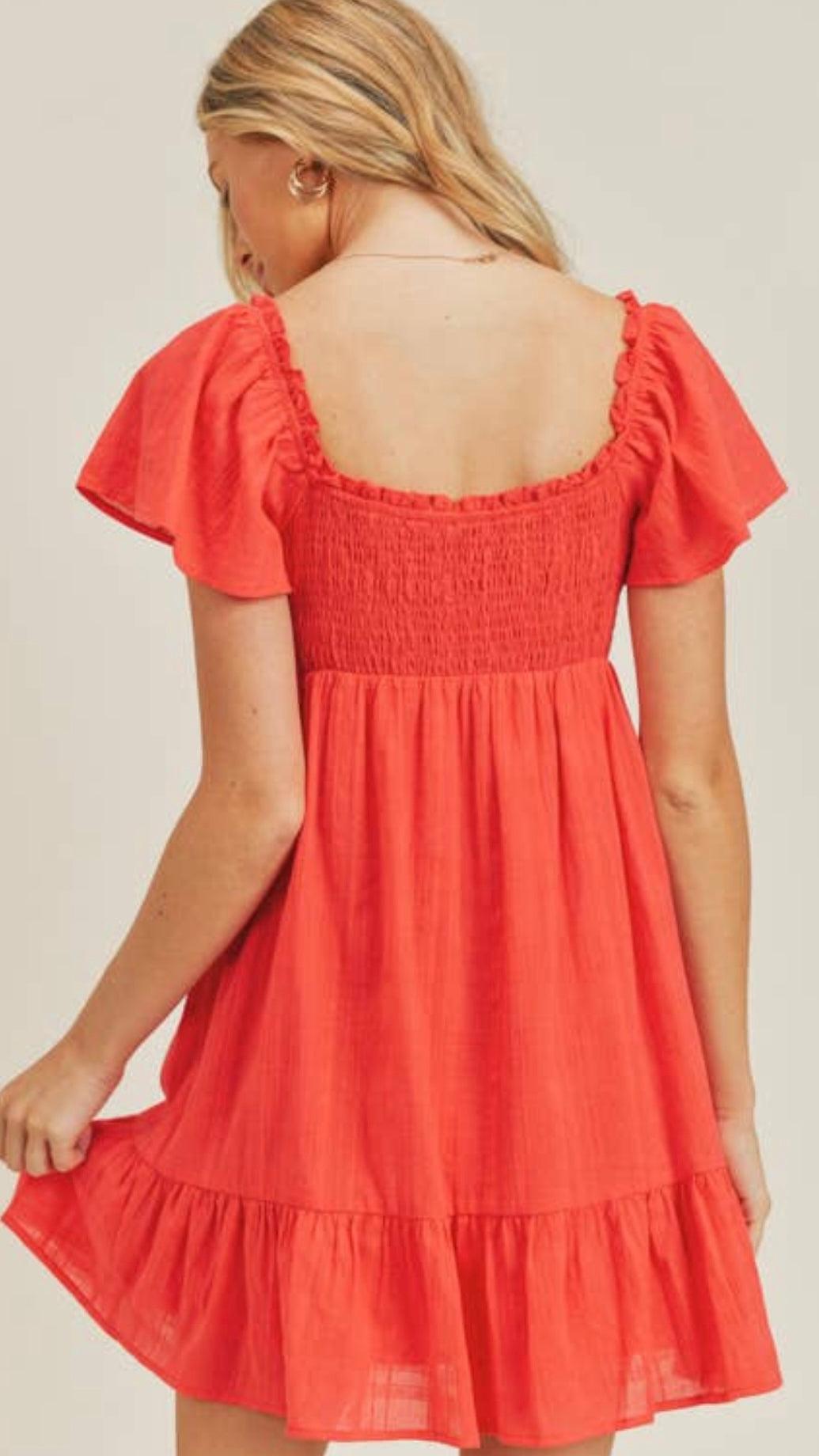 Red Bow Summer Mini Dress - Salty Playa