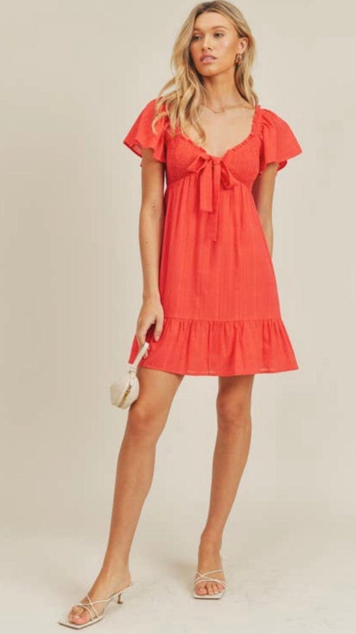 Red Bow Summer Mini Dress - Salty Playa